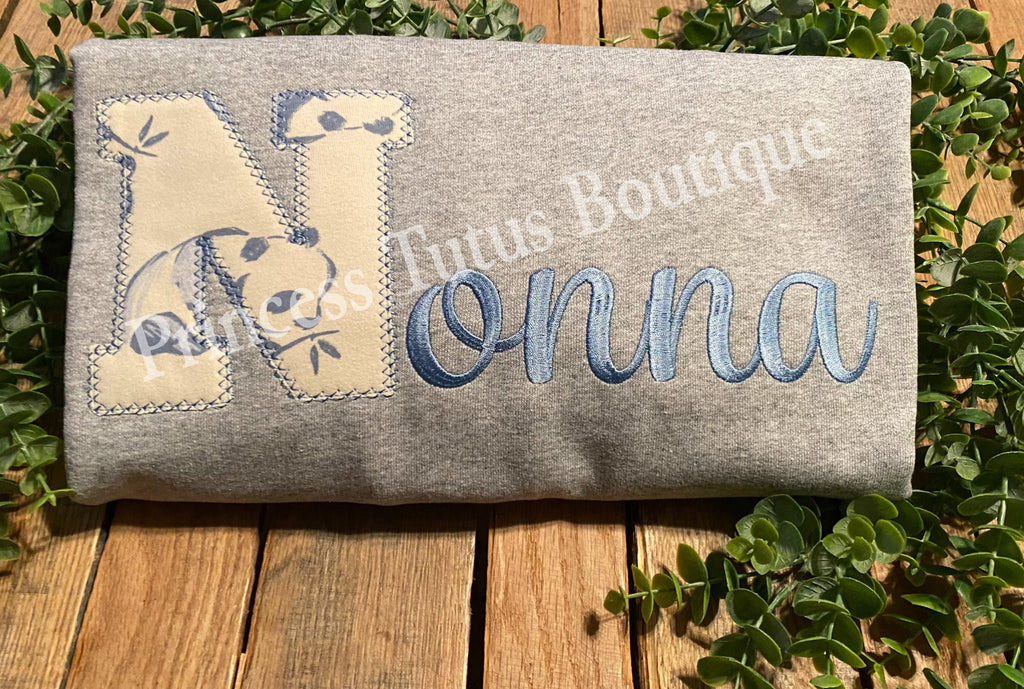 Personalized Keepsake Applique Sweatshirt, NONNA, Custom Fabric
