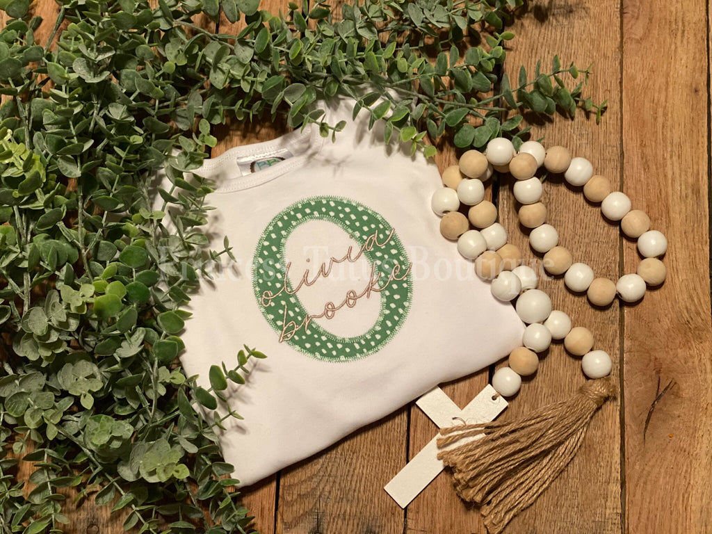 Personalized Baby Girl Romper with Name | Appliqué Initial Ruffle Outfit | Custom Long Sleeve Baby Gift