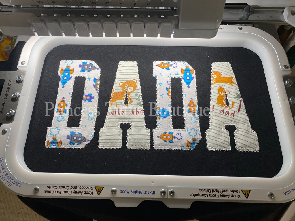 Custom DADA Keepsake T-Shirt – Baby Clothes Appliqué, Personalized Dad Gift