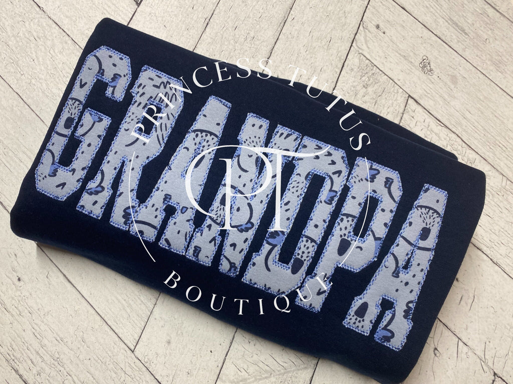 GRANDPA Applique Crewneck Sweatshirt, Personalized Keepsake Gift