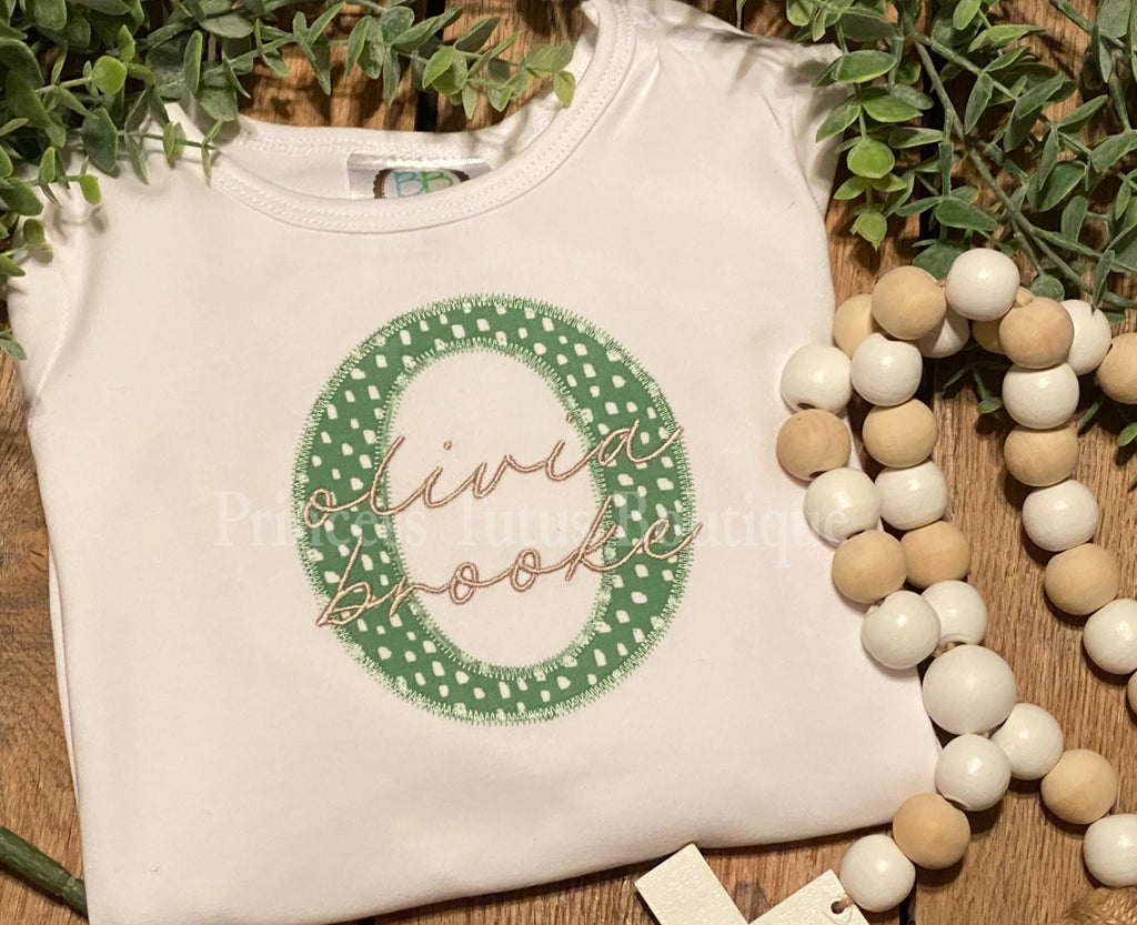 Personalized Baby Girl Romper with Name | Appliqué Initial Ruffle Outfit | Custom Long Sleeve Baby Gift