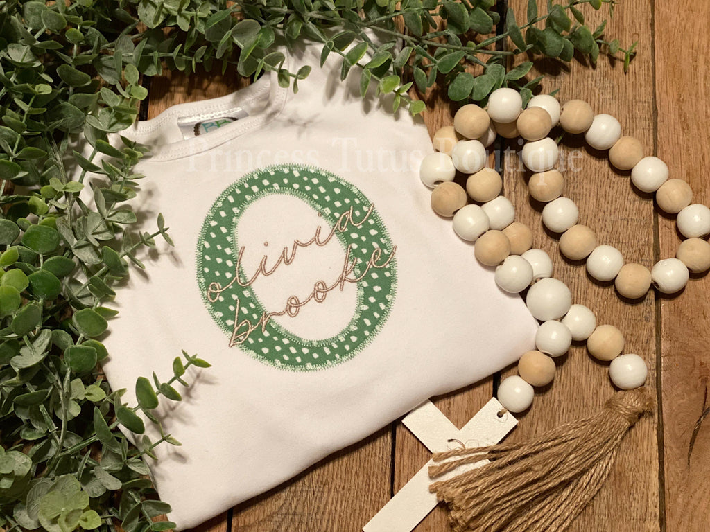 Personalized Baby Girl Romper with Name | Appliqué Initial Ruffle Outfit | Custom Long Sleeve Baby Gift