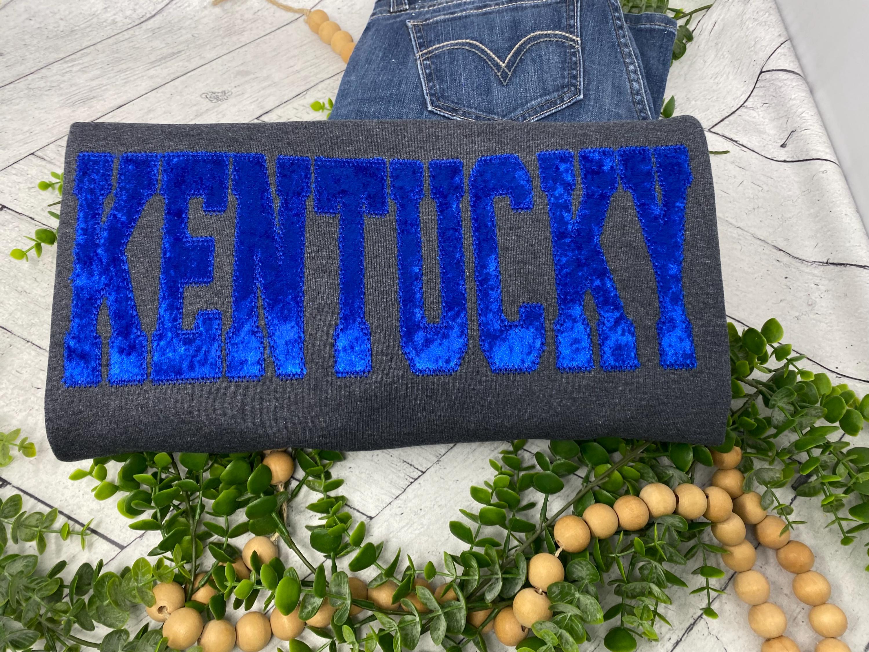 Kentucky Velvet Appliqué Sweatshirt | Embroidered Crewneck | Wildcats Game Day Shirt