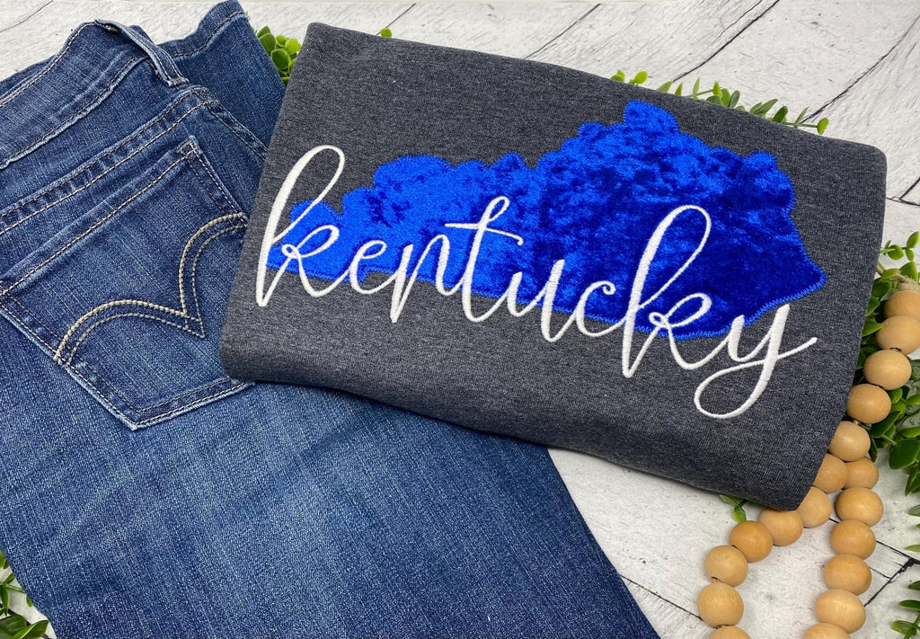 Kentucky Embroidered Crewneck Sweatshirt | Royal Blue Appliqué Wildcats Game Day Shirt