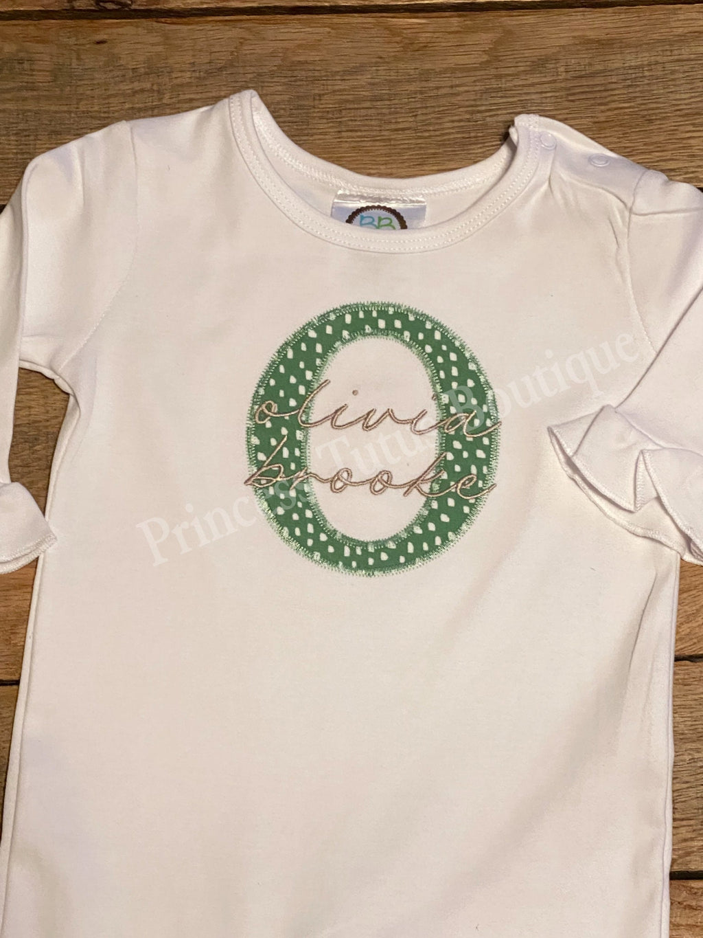 Personalized Baby Girl Romper with Name | Appliqué Initial Ruffle Outfit | Custom Long Sleeve Baby Gift