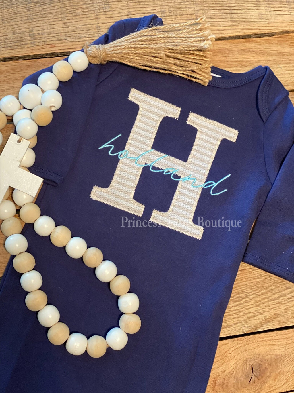 Personalized Baby Gown Set with Matching Hat &amp; Blanket