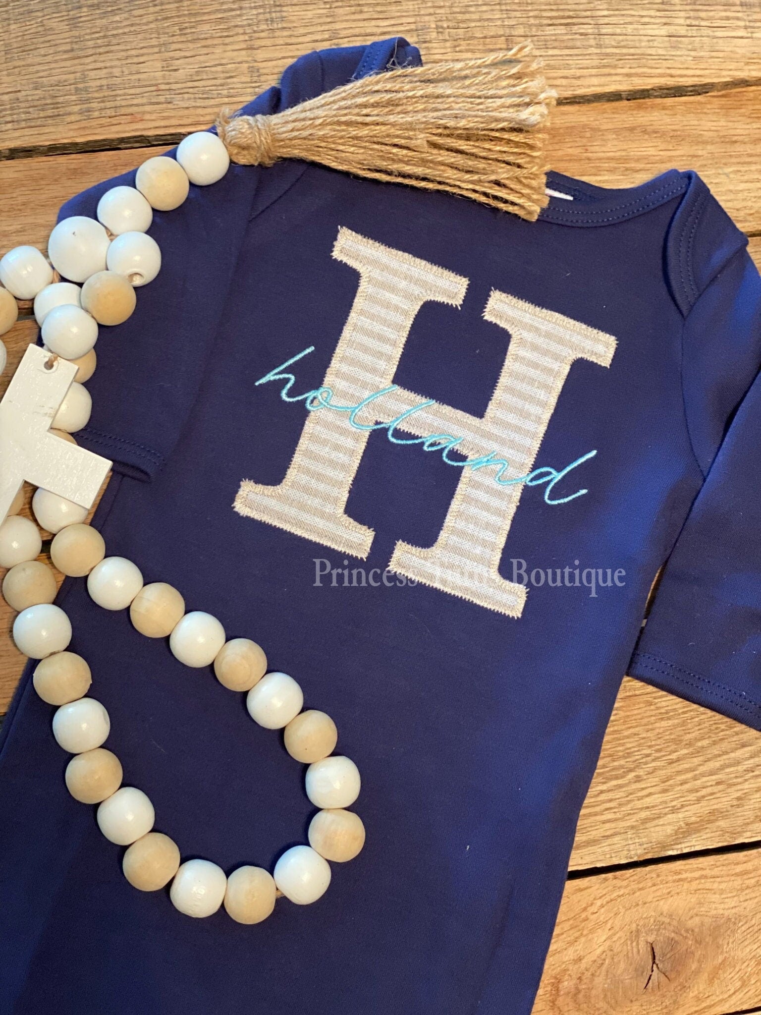 Personalized Baby Gown Set with Matching Hat &amp; Blanket