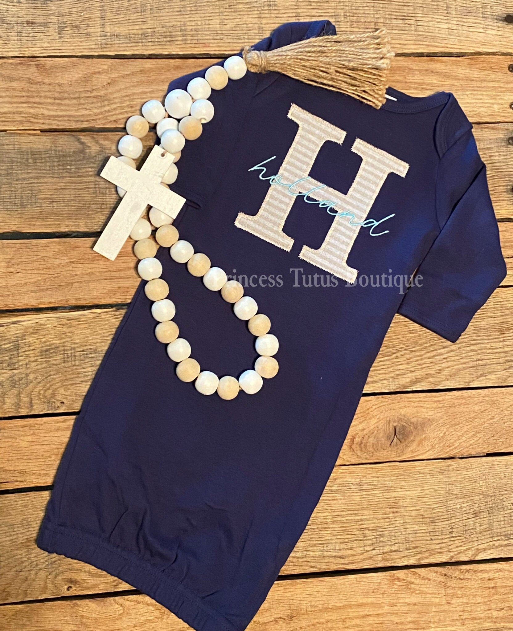Personalized Baby Gown Set with Matching Hat &amp; Blanket