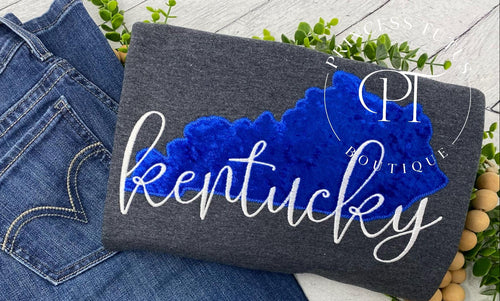 Kentucky Embroidered Crewneck Sweatshirt | Royal Blue Appliqué Wildcats Game Day Shirt