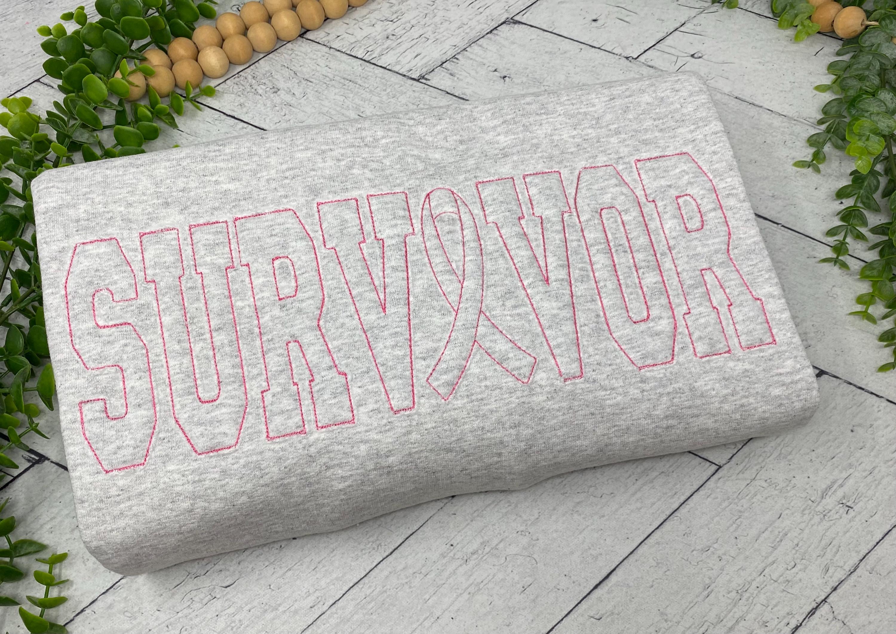 SURVIVOR Applique Crewneck Sweatshirt, Tone on Tone Design