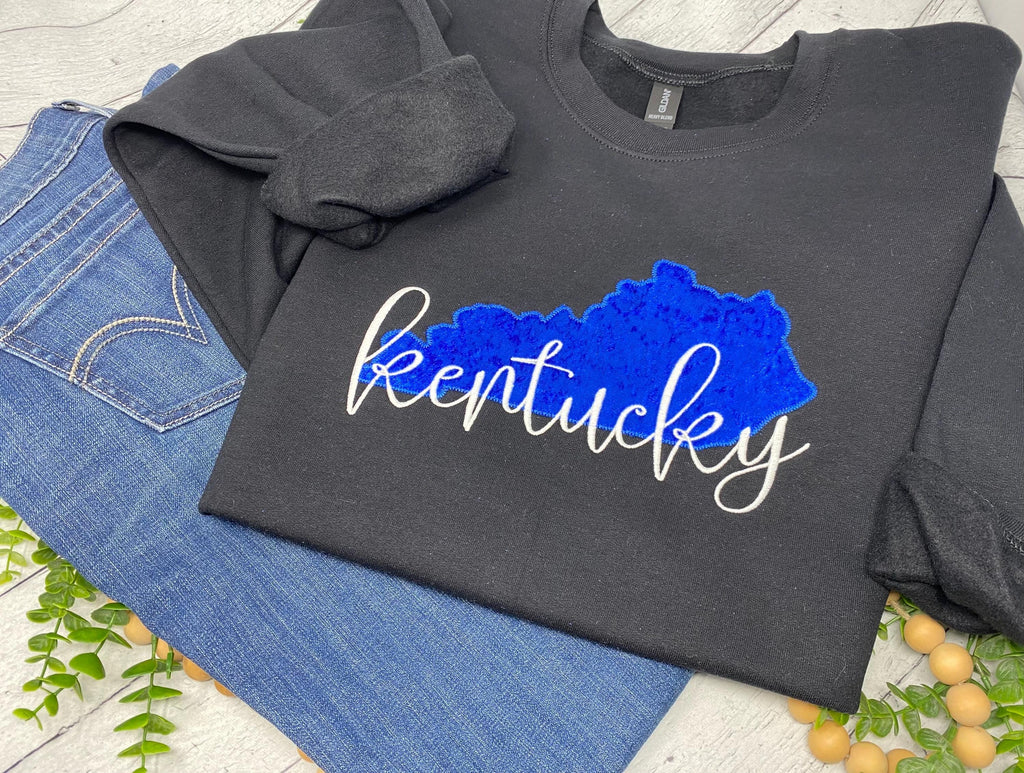 Kentucky Embroidered Crewneck Sweatshirt | Royal Blue Appliqué Wildcats Game Day Shirt