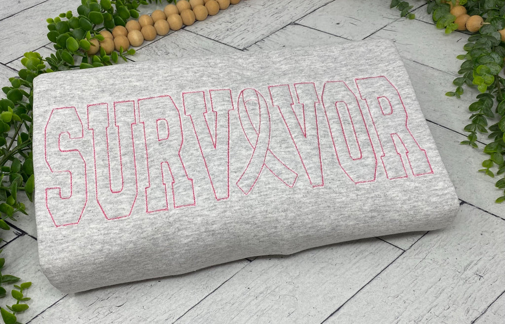 SURVIVOR Applique Crewneck Sweatshirt, Tone on Tone Design