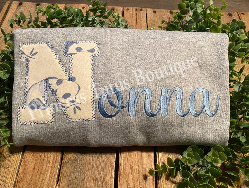 Personalized Keepsake Applique Sweatshirt, NONNA, Custom Fabric