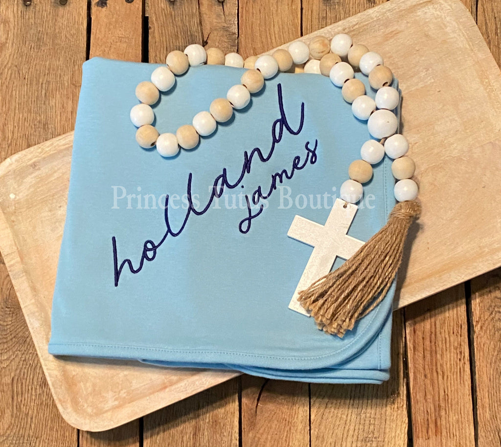 Personalized Baby Blanket with Name | Custom Embroidered Newborn Keepsake Gift | Baby Shower Gift