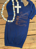 Personalized Navy Baby Gown, Custom Stitched Name, Coming Home Outfit