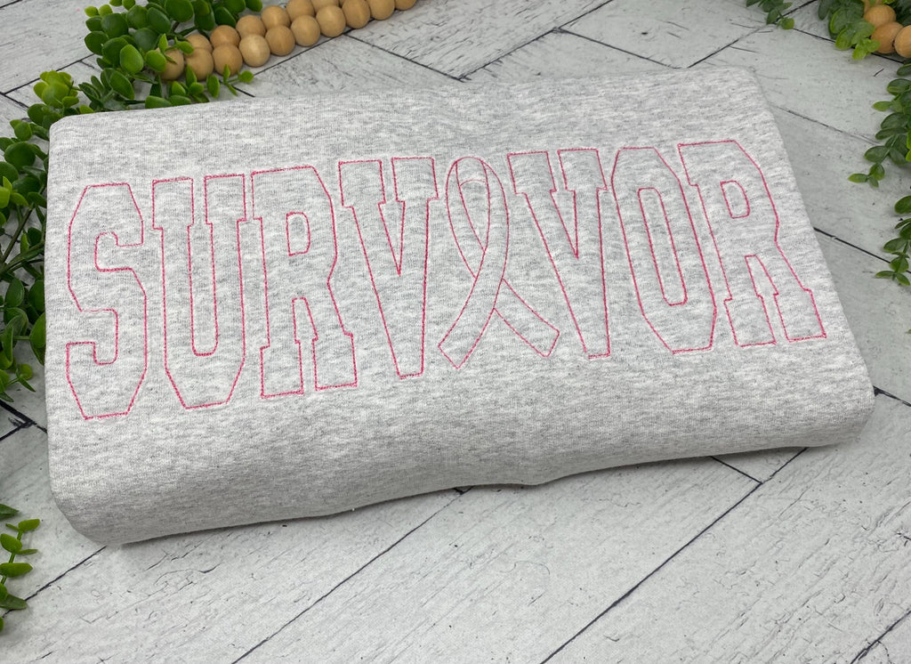 SURVIVOR Applique Crewneck Sweatshirt, Tone on Tone Design