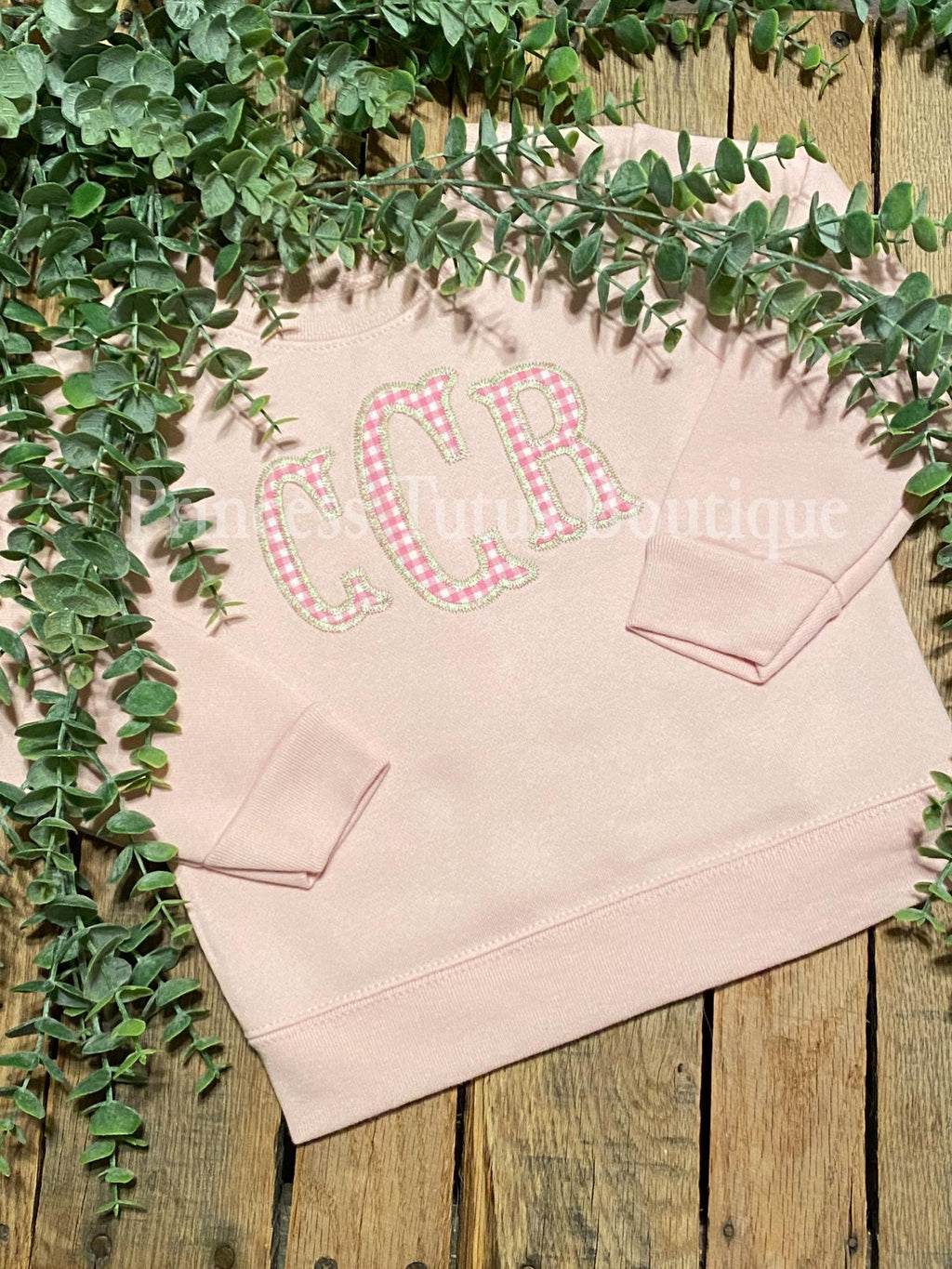 Personalized Girls Monogram Sweatshirt – Pink Appliqué Initials Crewneck – Custom Baby & Toddler Name Sweatshirt – Boutique Style