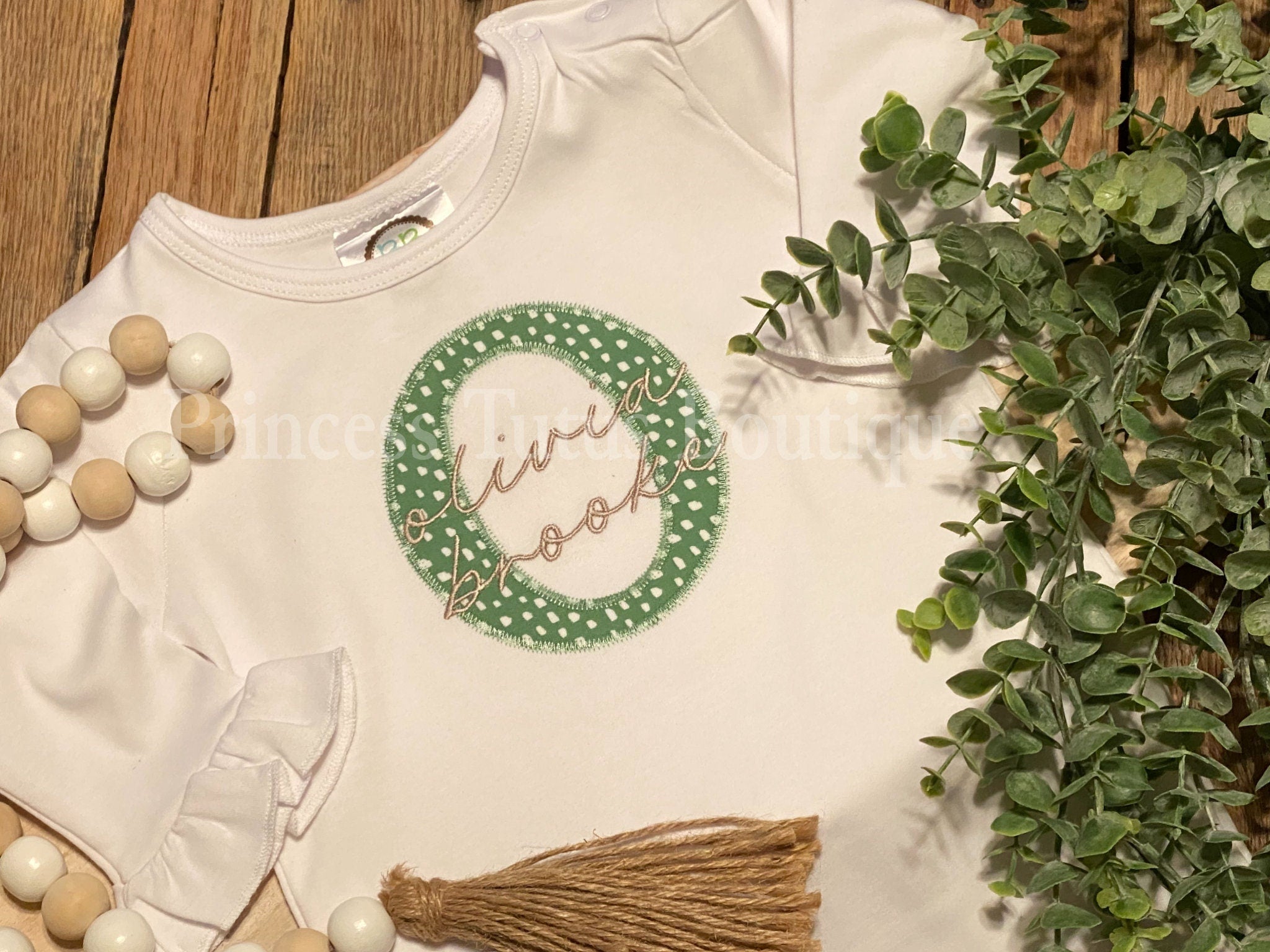 Personalized Baby Girl Romper with Name | Appliqué Initial Ruffle Outfit | Custom Long Sleeve Baby Gift