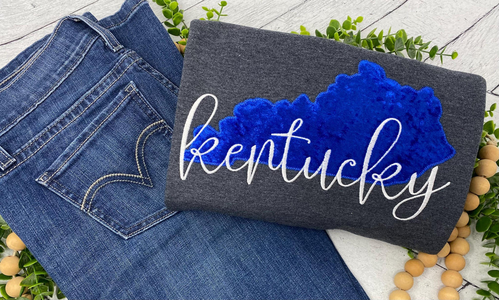 Kentucky Embroidered Crewneck Sweatshirt | Royal Blue Appliqué Wildcats Game Day Shirt