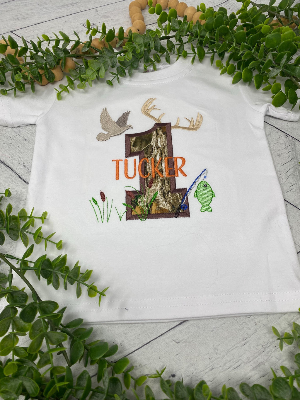 Personalized Camo Birthday Shirt | Hunting Fishing Theme | Custom Appliqué Number with Name
