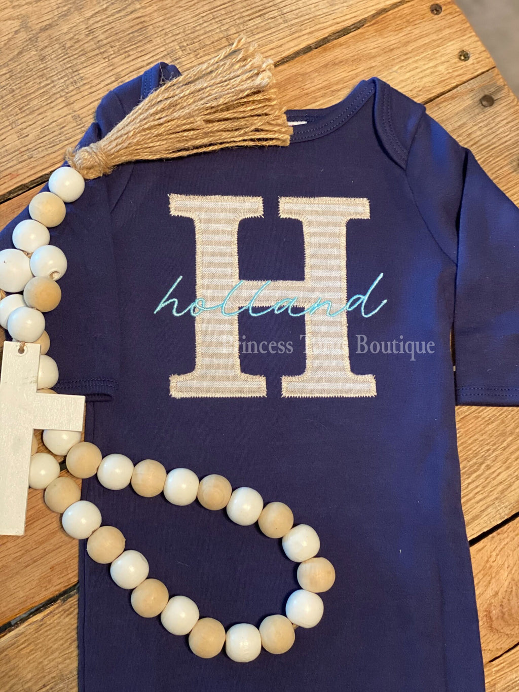 Personalized Baby Gown Set with Matching Hat &amp; Blanket