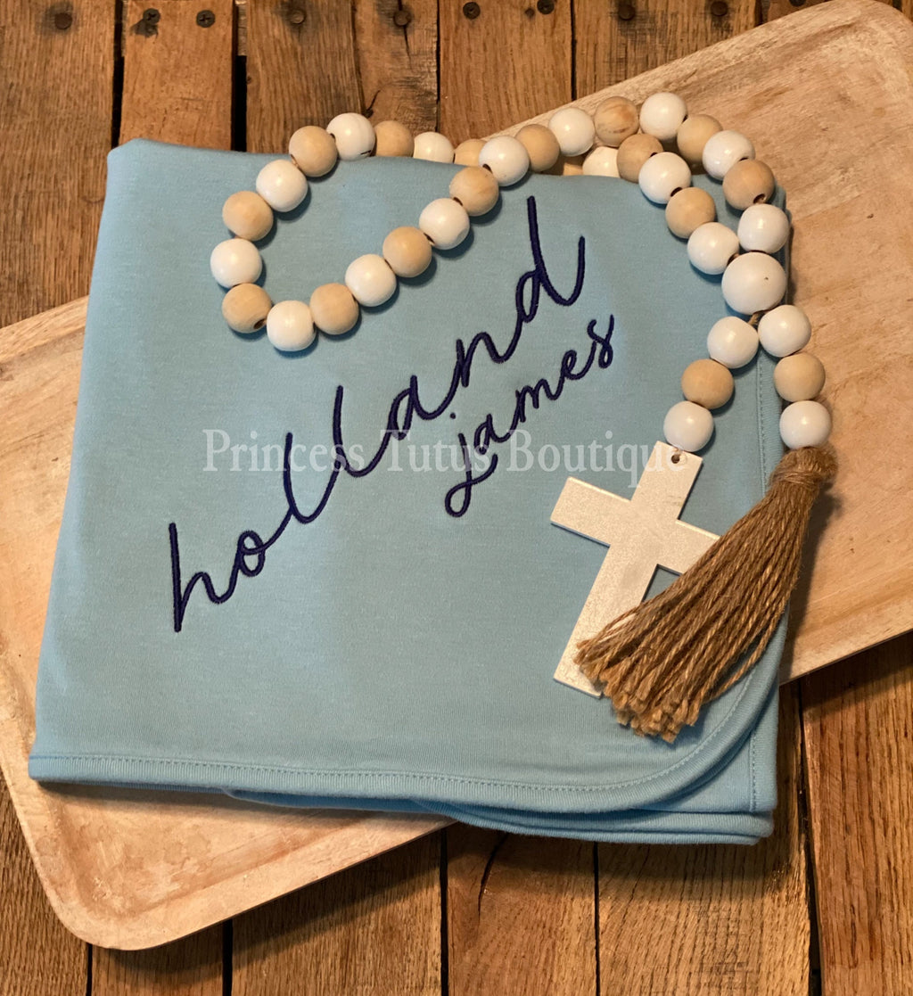Personalized Baby Blanket with Name | Custom Embroidered Newborn Keepsake Gift | Baby Shower Gift