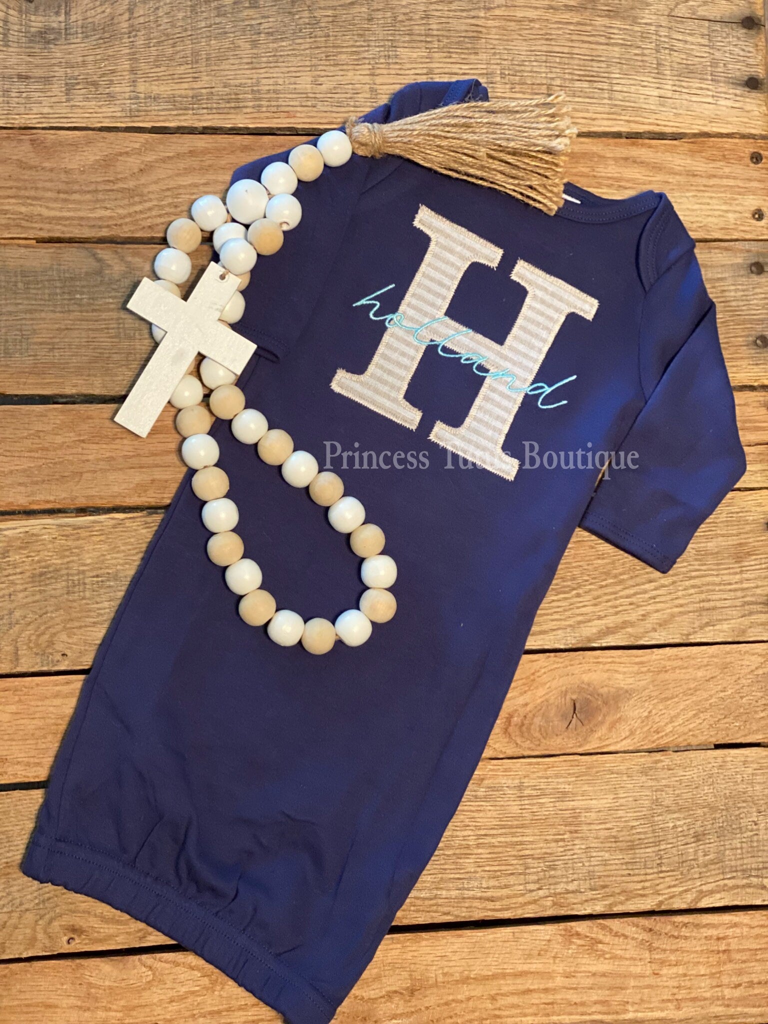 Personalized Baby Gown Set with Matching Hat &amp; Blanket