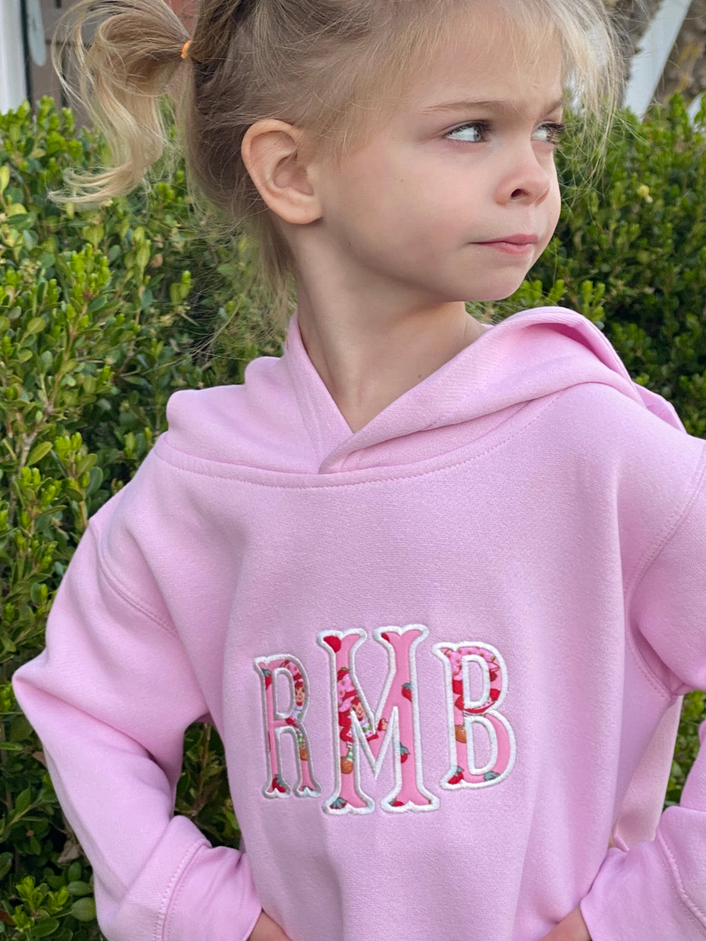 Strawberry Shortcake Monogram Hoodie | Girls Personalized Applique Sweatshirt | Custom Initials Kids Hoodie | Pink Boutique Embroidered Hoodie
