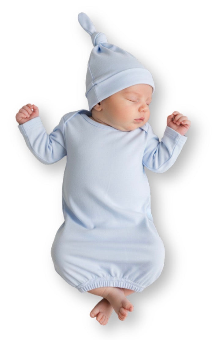 Personalized Navy Baby Gown, Custom Stitched Name, Coming Home Outfit
