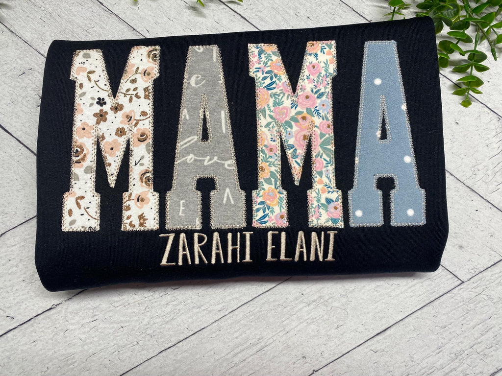 Personalized MAMA Keepsake Sweatshirt with Names | Custom Appliqué Crewneck from Loved One’s Clothing