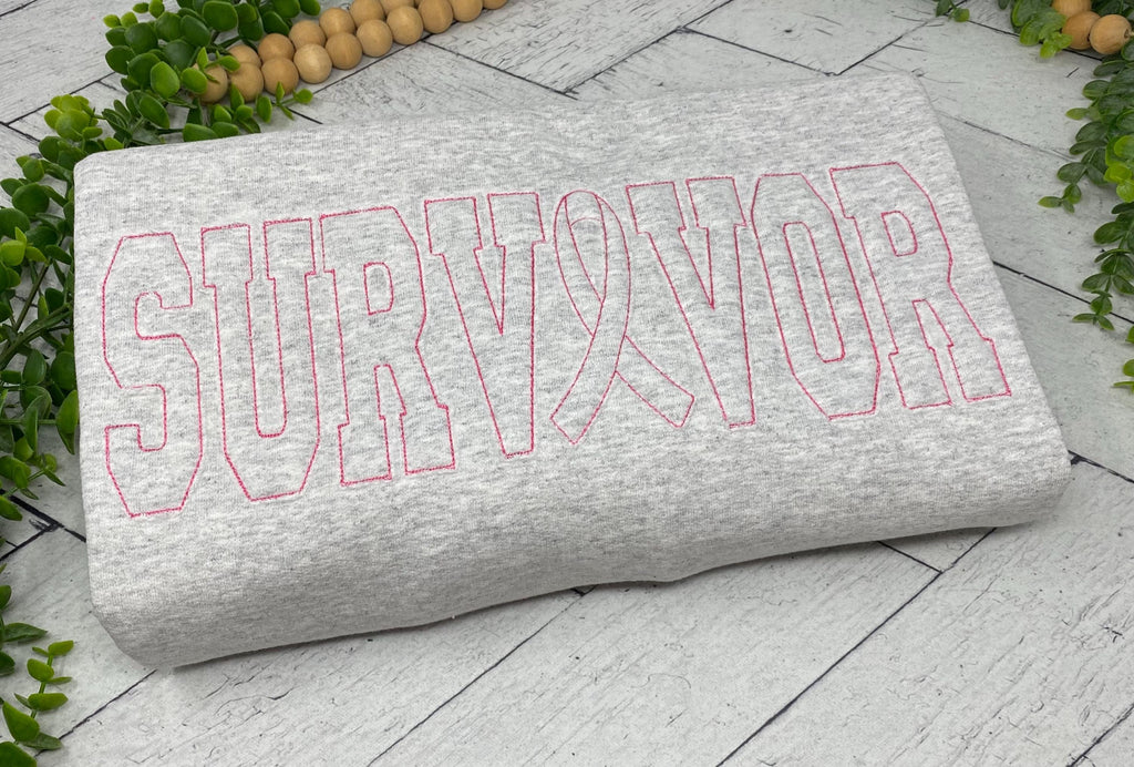 SURVIVOR Applique Crewneck Sweatshirt, Tone on Tone Design