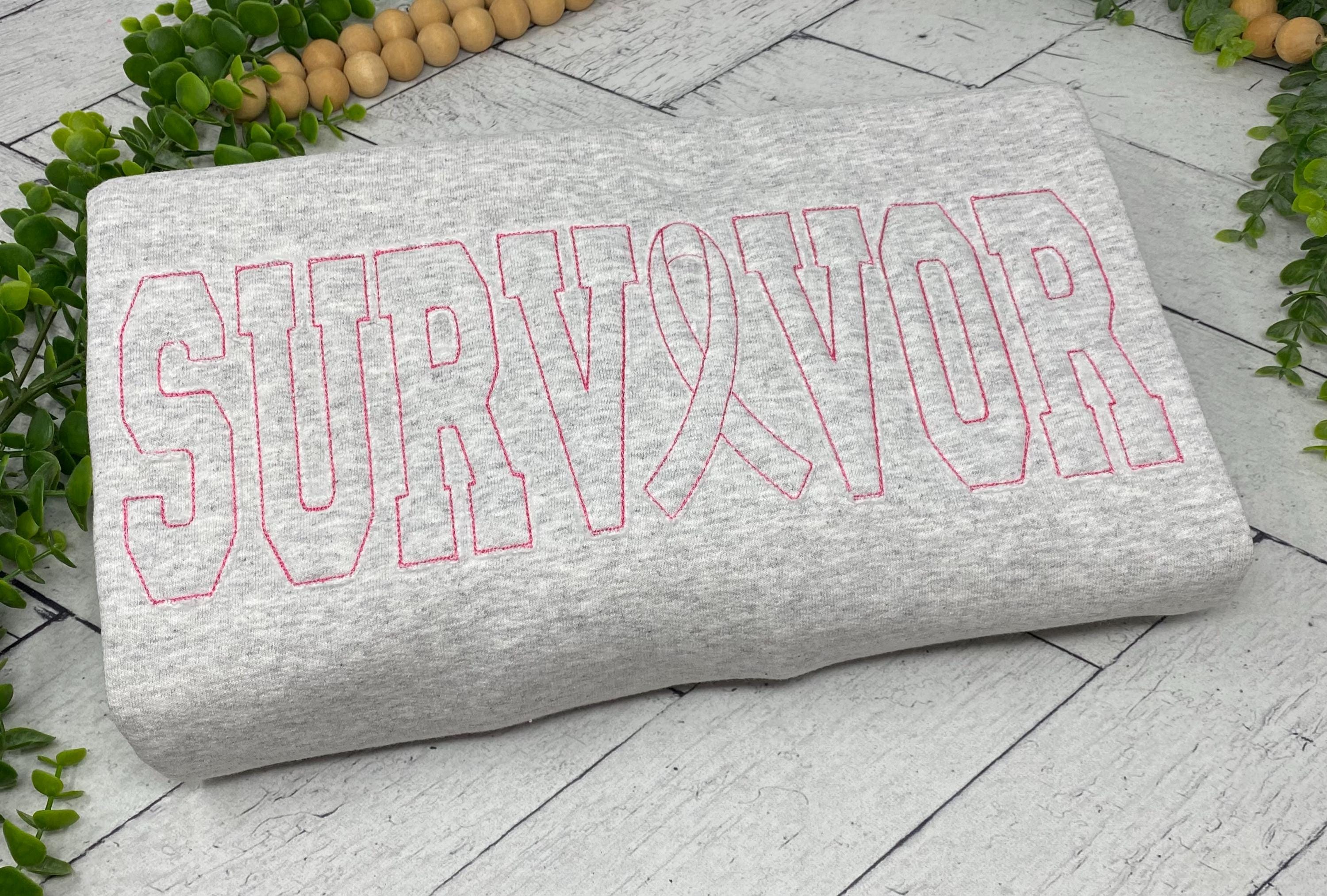 SURVIVOR Applique Crewneck Sweatshirt, Tone on Tone Design