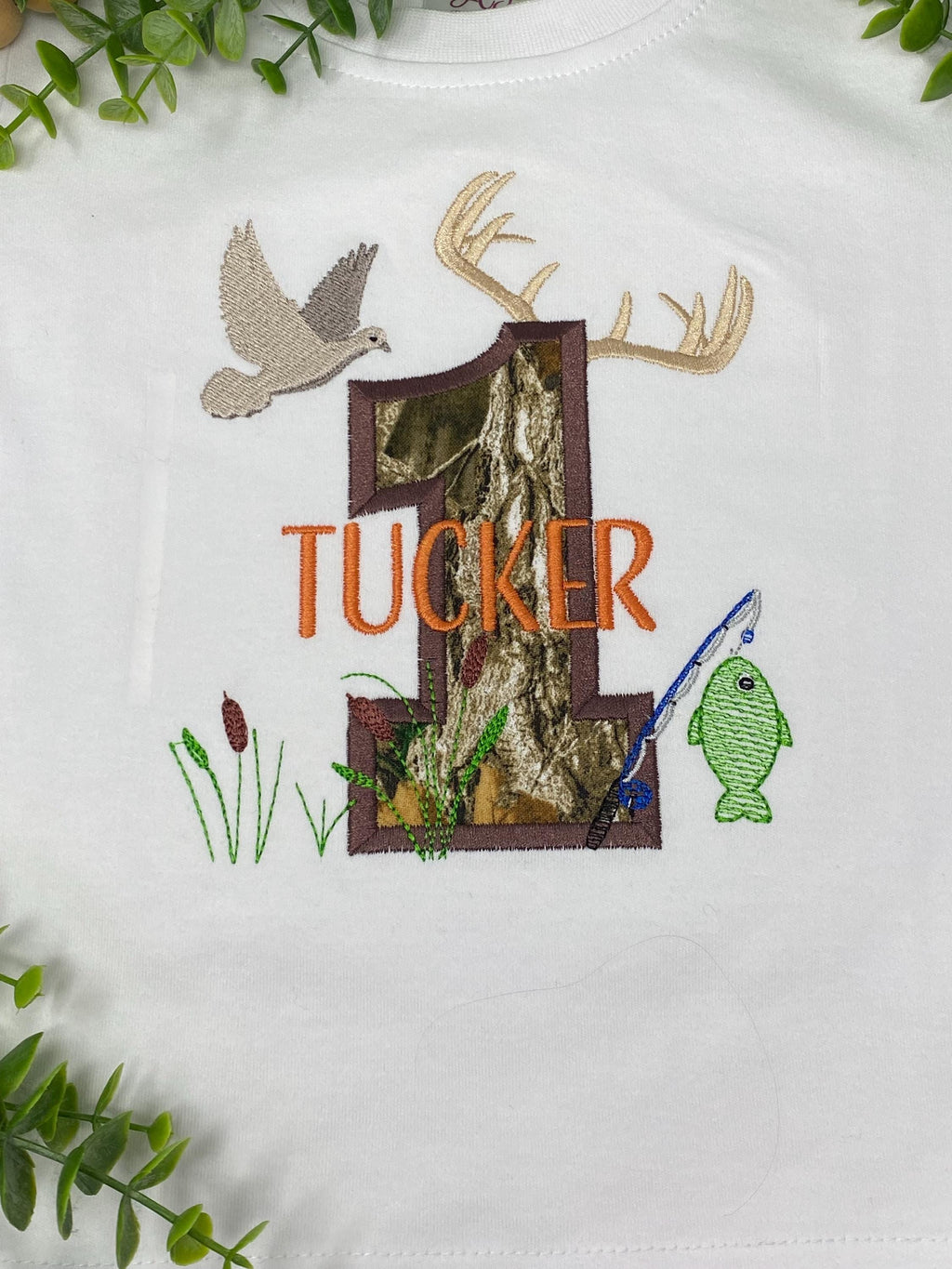 Personalized Camo Birthday Shirt | Hunting Fishing Theme | Custom Appliqué Number with Name