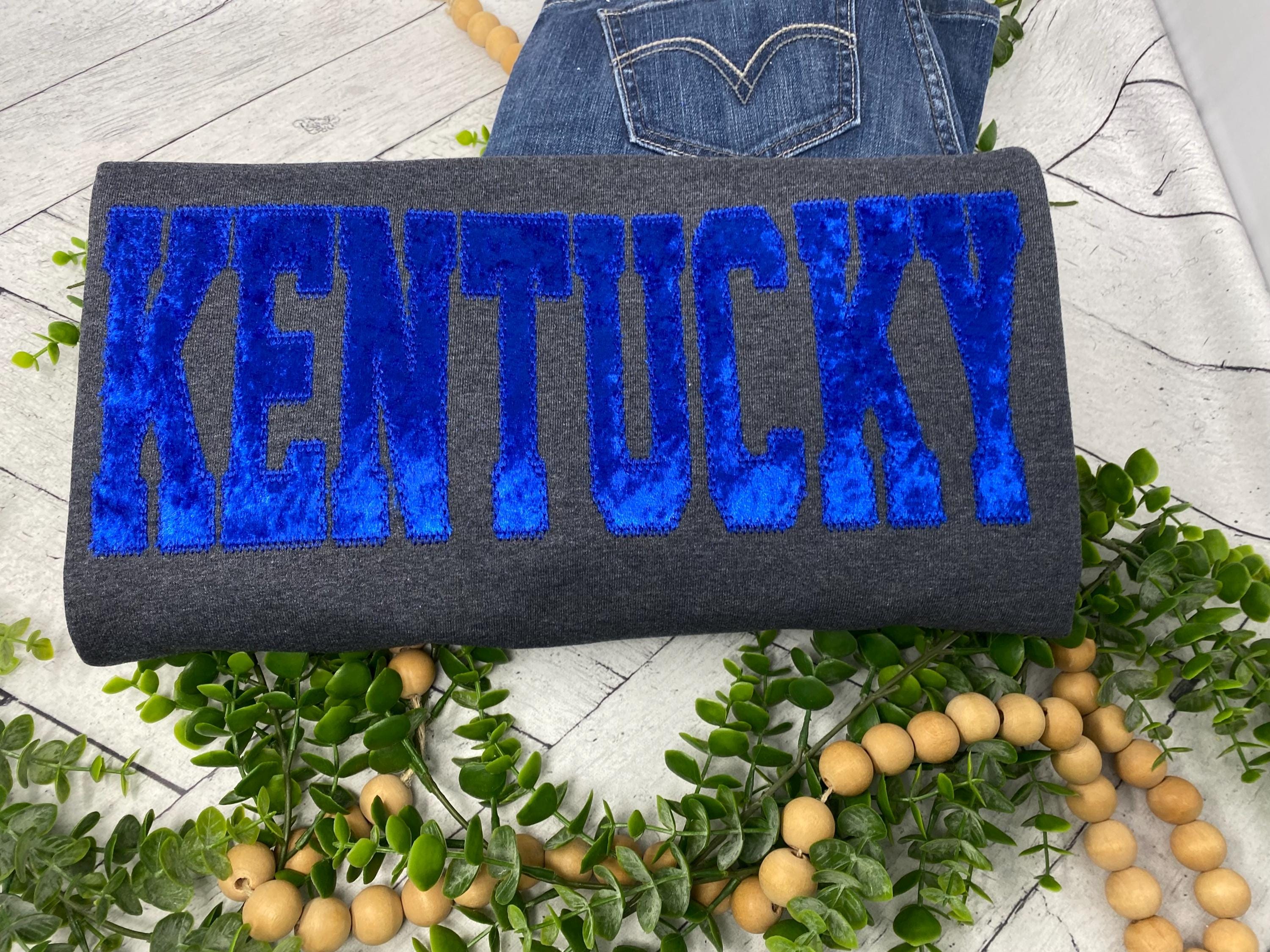Kentucky Velvet Appliqué Sweatshirt | Embroidered Crewneck | Wildcats Game Day Shirt