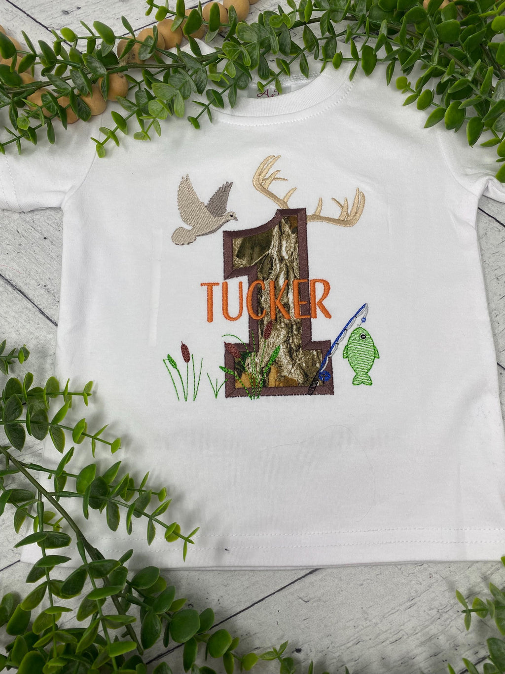 Personalized Camo Birthday Shirt | Hunting Fishing Theme | Custom Appliqué Number with Name
