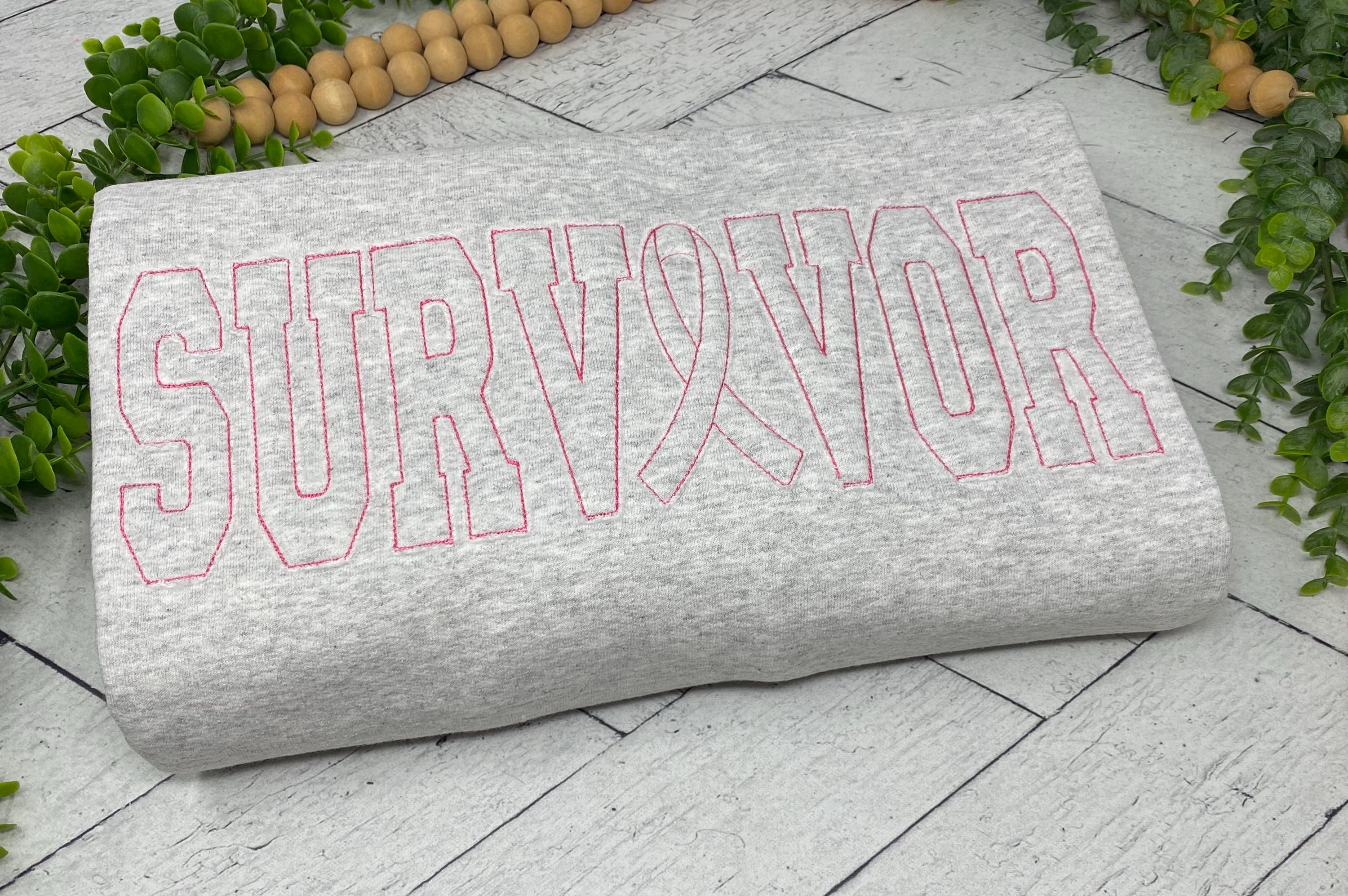 SURVIVOR Applique Crewneck Sweatshirt, Tone on Tone Design
