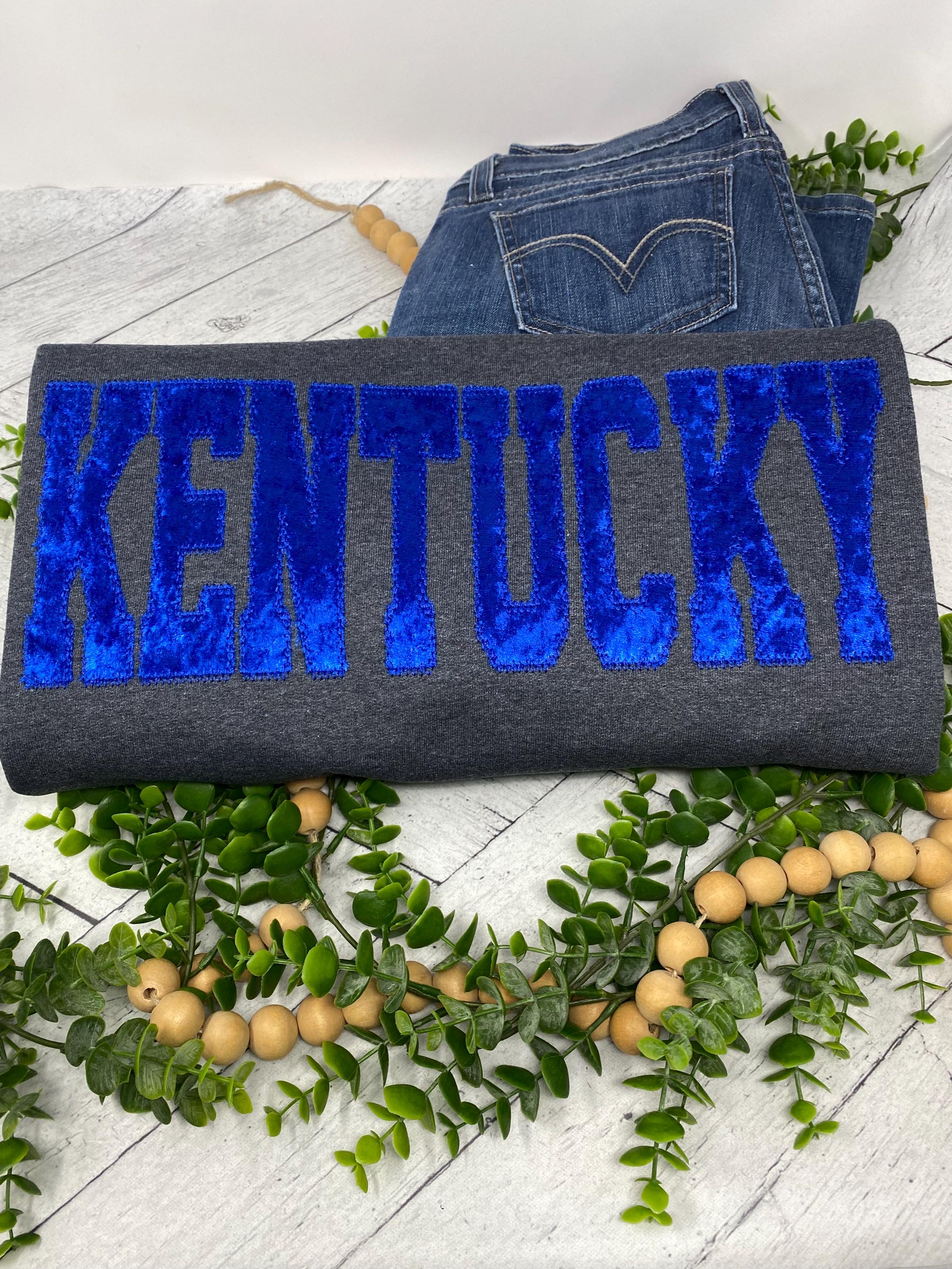 Kentucky Velvet Appliqué Sweatshirt | Embroidered Crewneck | Wildcats Game Day Shirt