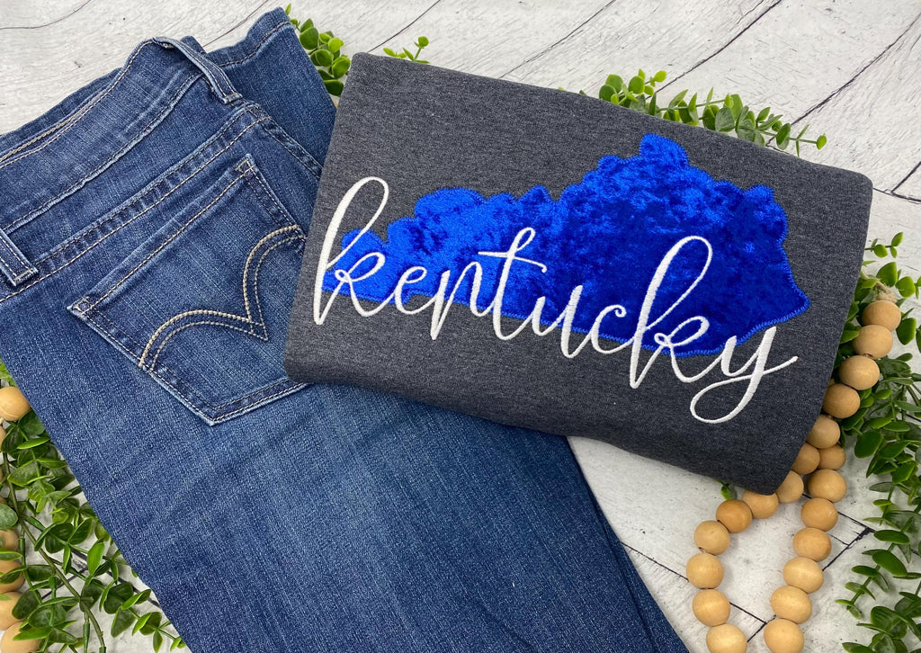 Kentucky Embroidered Crewneck Sweatshirt | Royal Blue Appliqué Wildcats Game Day Shirt