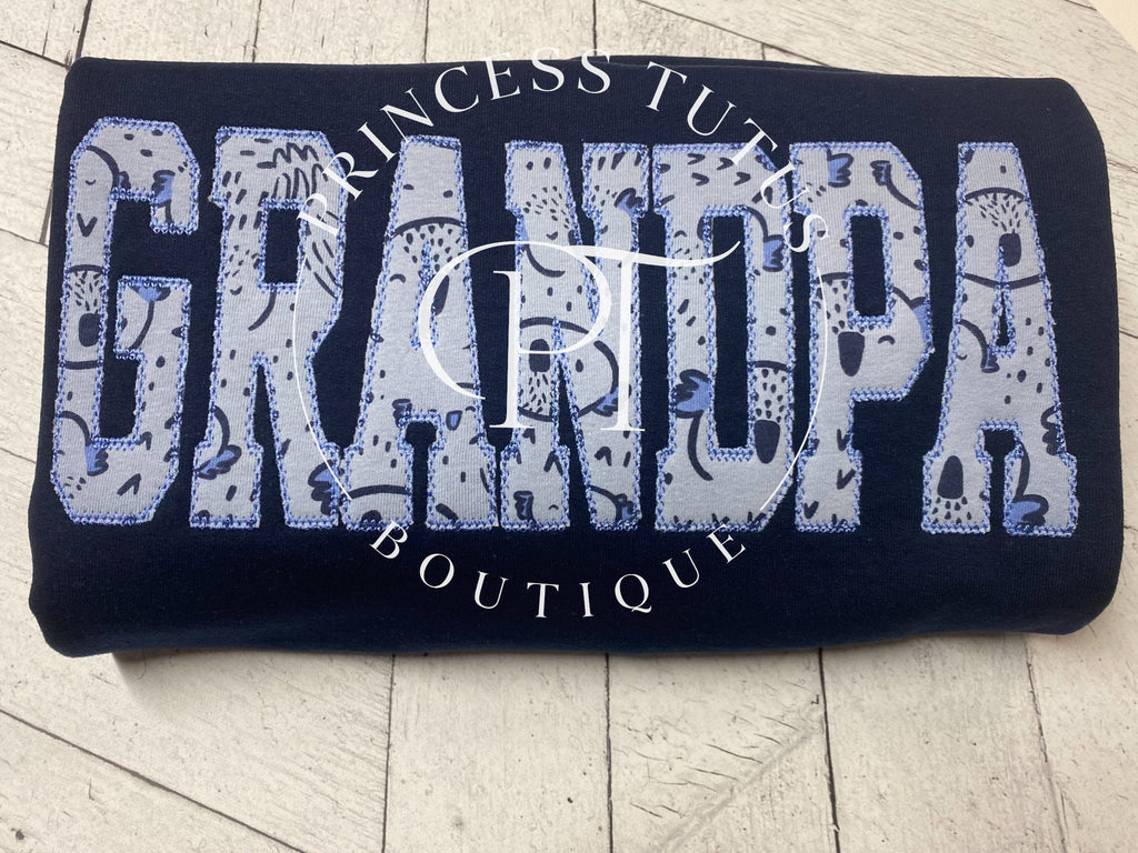 GRANDPA Applique Crewneck Sweatshirt, Personalized Keepsake Gift