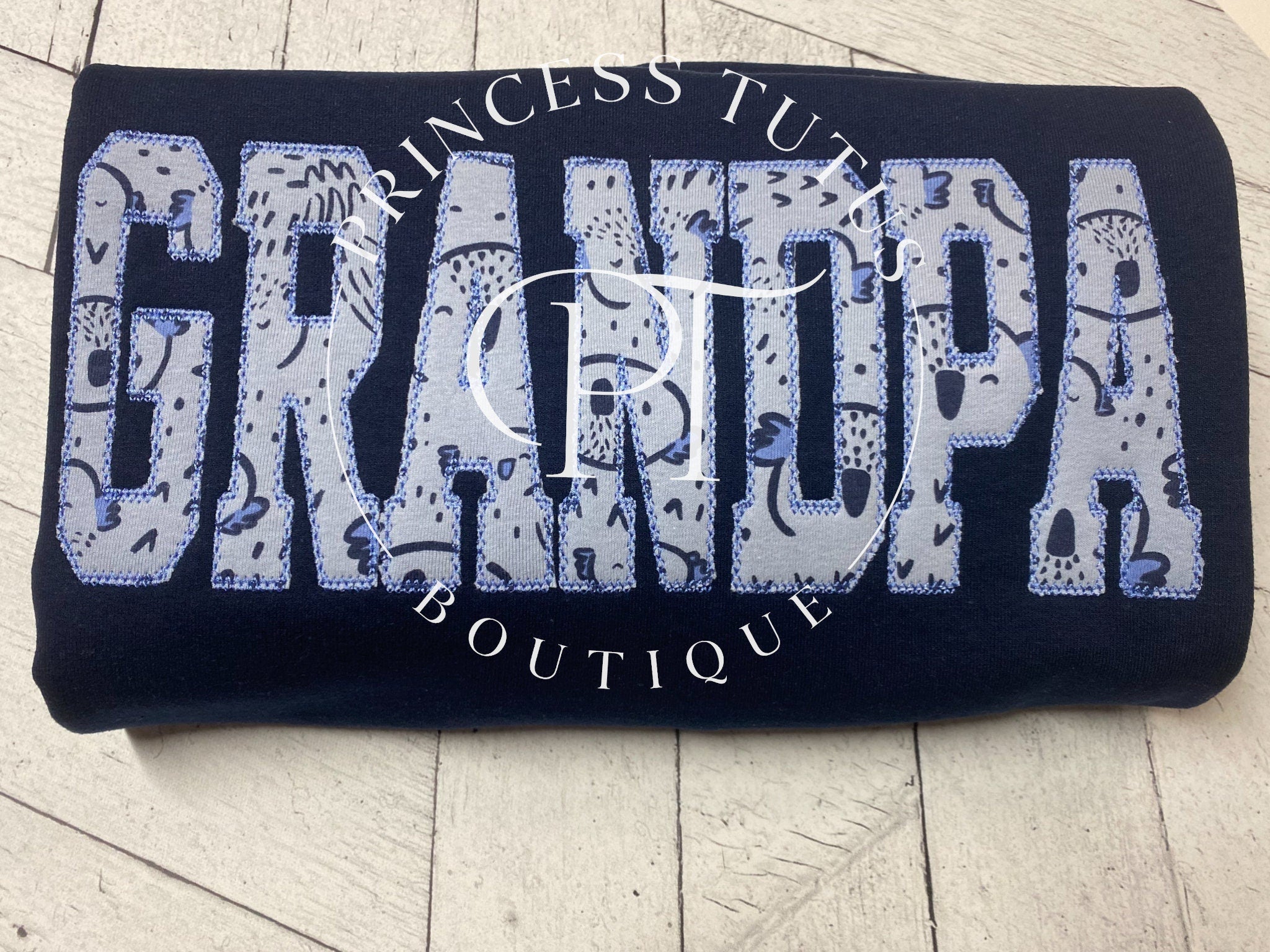 GRANDPA Applique Crewneck Sweatshirt, Personalized Keepsake Gift