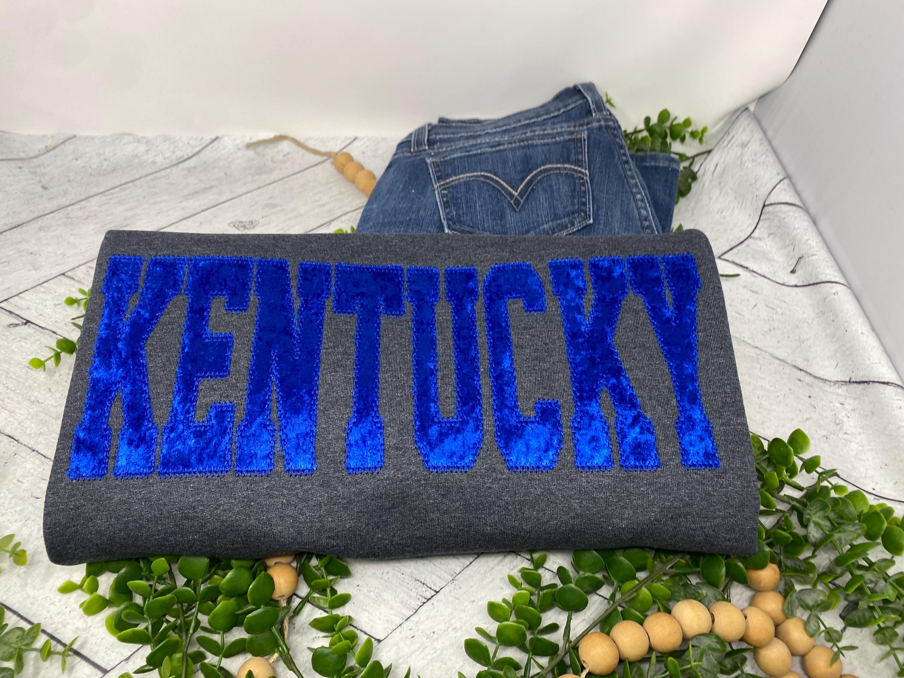 Kentucky Velvet Appliqué Sweatshirt | Embroidered Crewneck | Wildcats Game Day Shirt