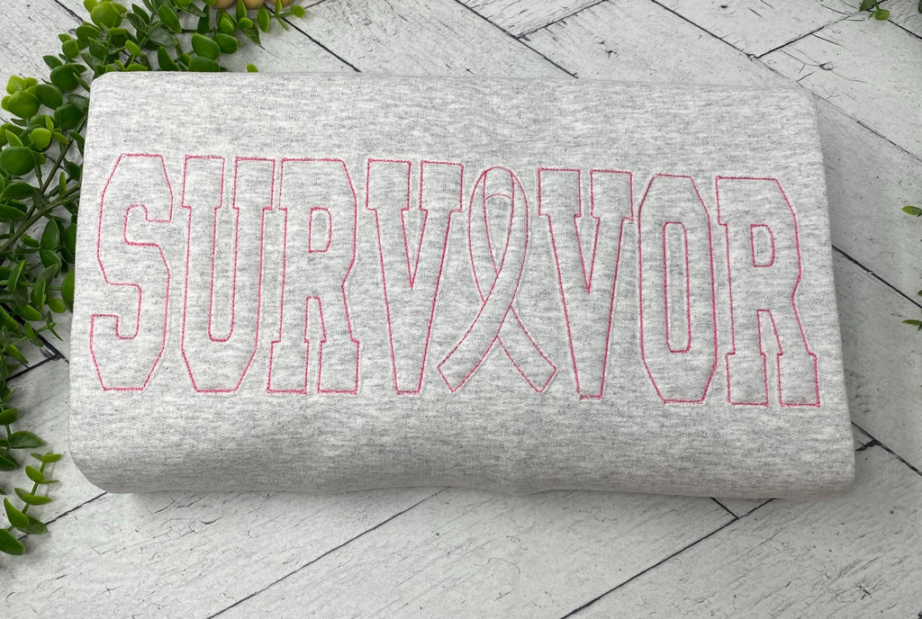 SURVIVOR Applique Crewneck Sweatshirt, Tone on Tone Design