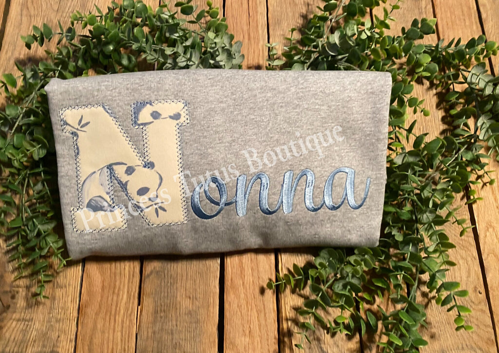 Personalized Keepsake Applique Sweatshirt, NONNA, Custom Fabric