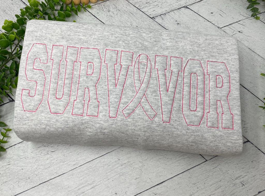 SURVIVOR Applique Crewneck Sweatshirt, Tone on Tone Design